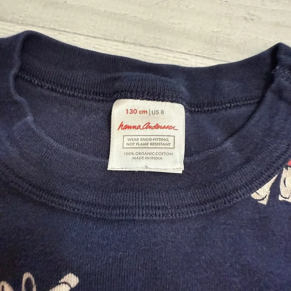 Hanna Andersson girls short John pajamas‎ navy blue flowers 130/8